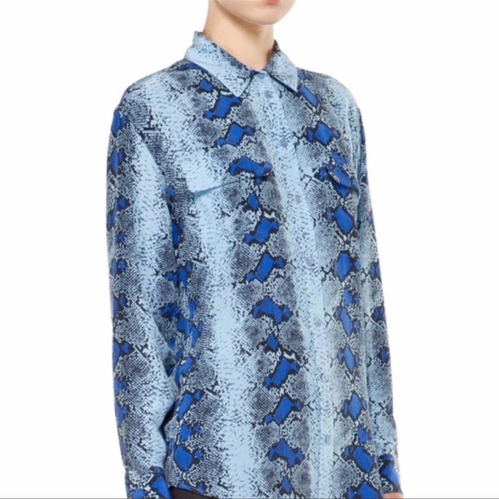 Equipment Blouse, Blue Python Snakeskin Print - image 1